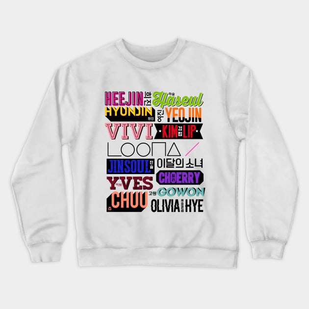 LOONA FONT COLLAGE Crewneck Sweatshirt by skeletonvenus